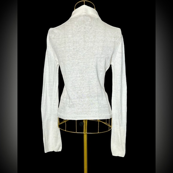 NEW J. Crew Linen Collared Button-Up Sweater in Ivory,  Style CJ444, Size XS - Picture 5 of 15